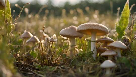 森林蘑菇菌菇生长