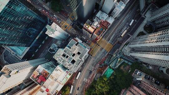 香港中环街道建筑俯拍