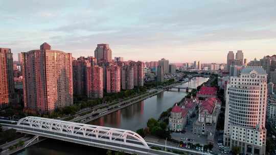 天津海河风景奥式风情区城市建筑风光航拍