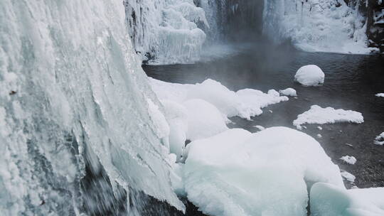 冬季吉林通化吊水壶瀑布风景视频素材模板下载