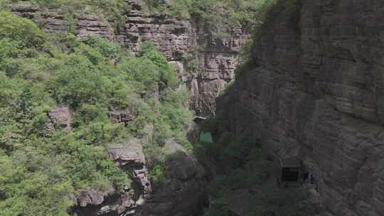 河南焦作云台红石峡瀑布茱萸峰山峰景区航拍