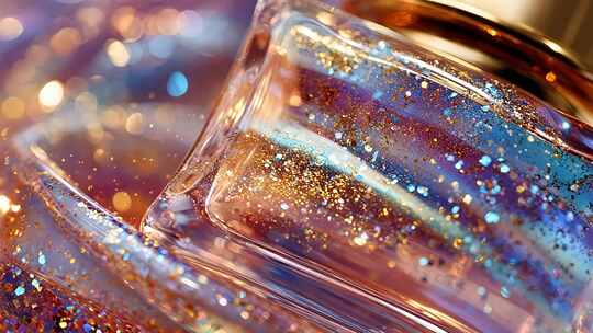 微距特写闪光液体玻璃瓶素材