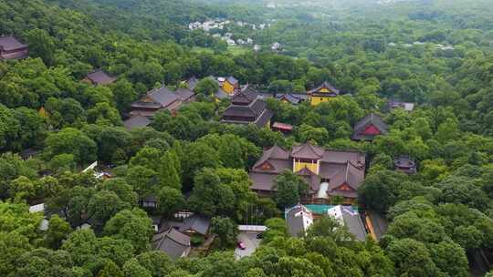 杭州西湖景区灵隐寺风光航拍