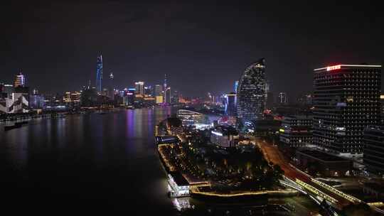 上海黄浦江畔夜景俯瞰