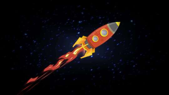 火箭飞行卡通动画视频素材模板下载