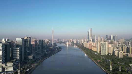航拍广东广州珠江新城城市风光