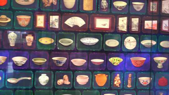 陶瓷博物馆瓷器展示视频素材模板下载