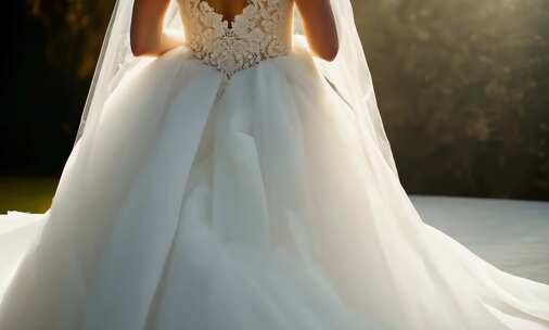 穿着婚纱的新娘背影(1)