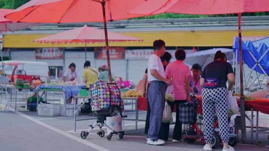 农贸市场买菜视频素材模板下载