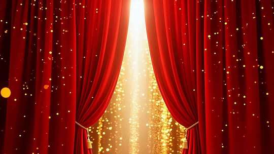 红色幕布拉开舞台背景素材