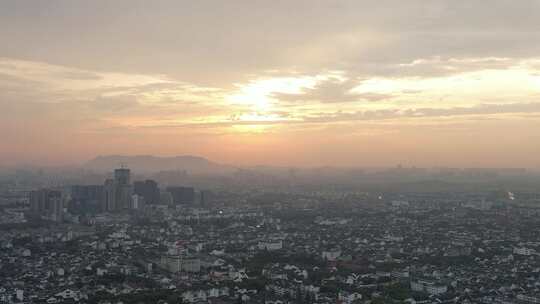 江苏苏州城市日落晚霞夕阳航拍