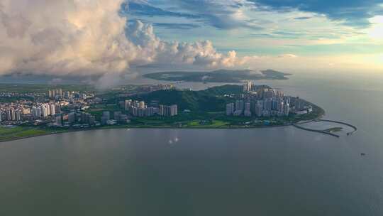 航拍海湾城市俯瞰珠海大全景