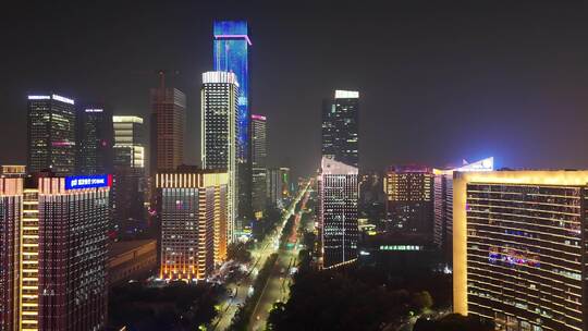 陕西西安高新区夜景航拍