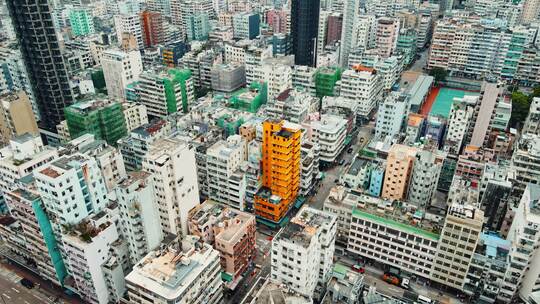 香港深水埗小黄楼街道航拍