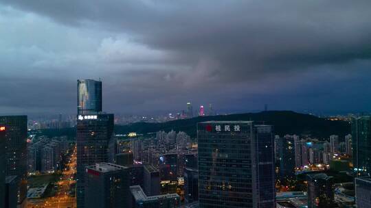 广西绿城南宁夜景城市高楼航拍五象新区