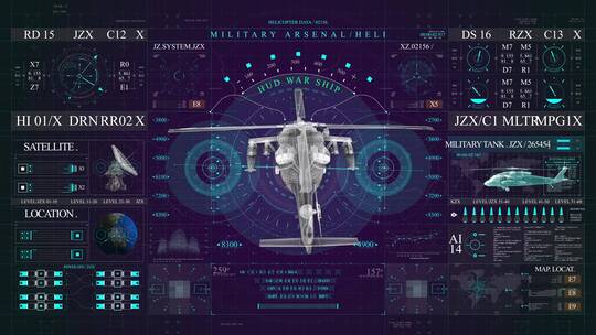 战斗机显示器智能中心科技屏幕操作系统HUD