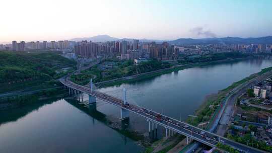 4K震撼陕西安康城市大景航拍视频视频素材模板下载
