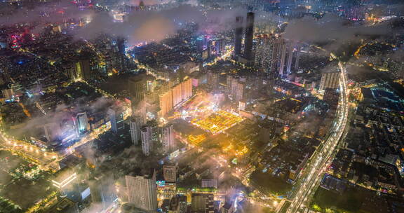 沈阳强降雨过后，超美的夜景平流雾。