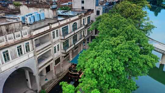 广东江门开平赤坎古镇旅游景区航拍