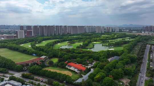 航拍上海张江高科园区全景