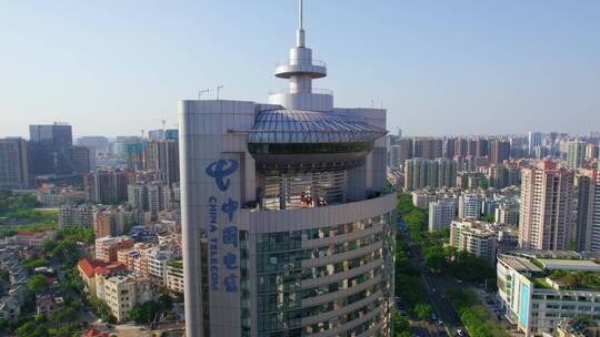 佛山禅城中国电信大厦魁奇路航拍视频素材模板下载