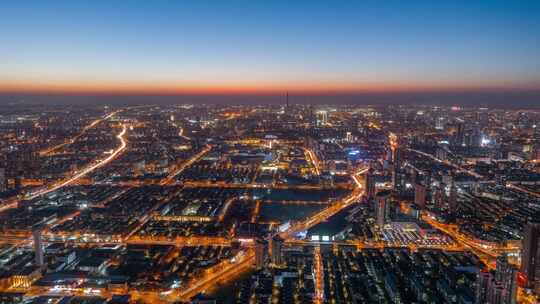 天津城市夜景航拍延时