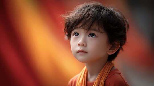 少年儿童纯真眼神展望未来