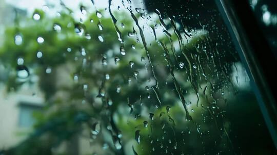 车窗玻璃水 玻璃上的雨水