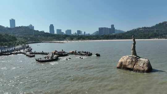 珠海渔女航拍珠海渔女环绕航拍