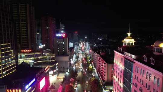 贵州凯里北京西路城市夜景灯光交通航拍