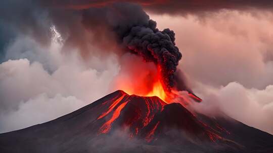 火山喷发壮观景象