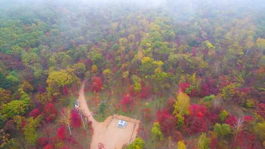 航拍吉林拉法山国家森林公园蛟河红叶谷秋景