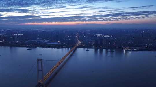 夜景航拍汉阳城市天际线