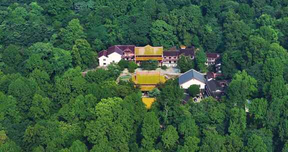 4K长沙麓山古寺航拍