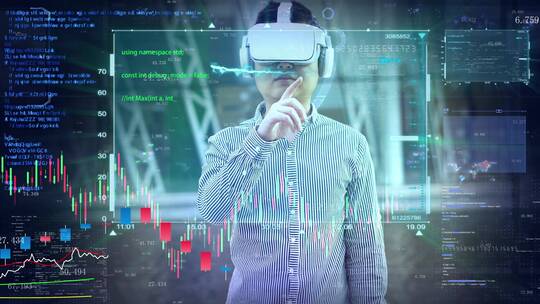VR虚拟现实可穿戴金融证券股票触摸屏ae模板