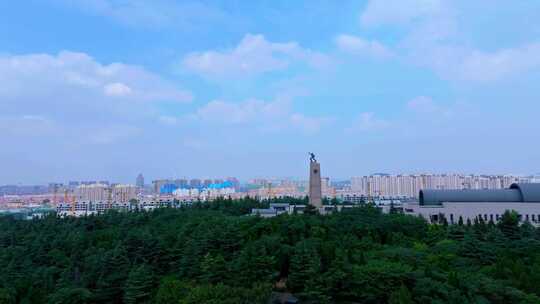 航拍枣庄薛城铁道游击队纪念广场烈士陵园