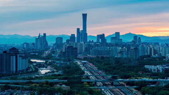 【可商用】北京国贸商务经济中心日转夜延时视频素材模板下载
