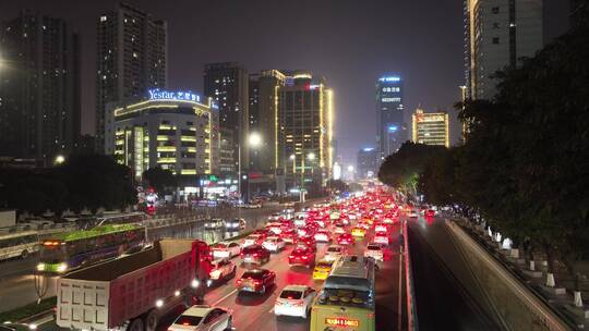 重庆红锦大道夜景航拍视频素材模板下载