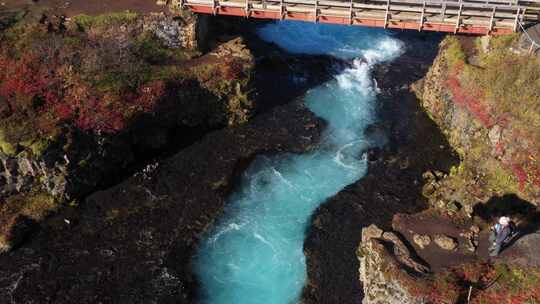 Bruarfoss，瀑布，冰岛，无人机