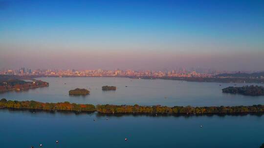 杭州冬季西湖夕阳