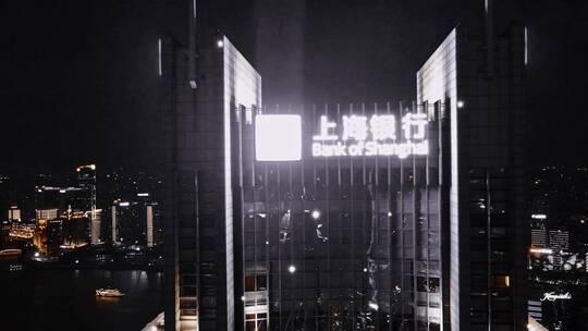 上海银行大厦夜景延时视频素材模板下载
