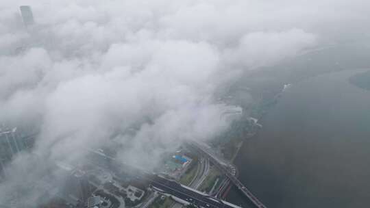 城市宣传片素材多段 大气航拍雨后云海沈阳