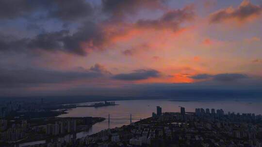 航拍海口城市夜景风光