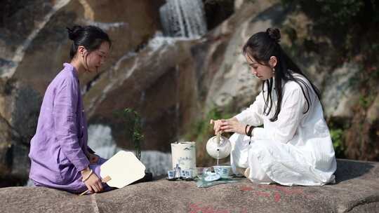 户外煮茶泡茶饮茶休闲茶道茶艺表演