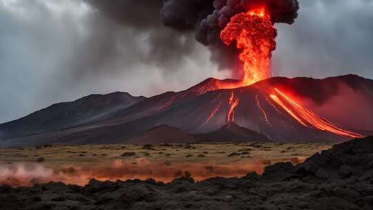 火山喷发壮丽自然景观