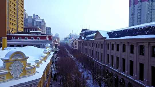 东北黑龙江哈尔滨街道航拍