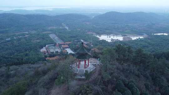 武汉龙泉山风景区远眺亭航拍