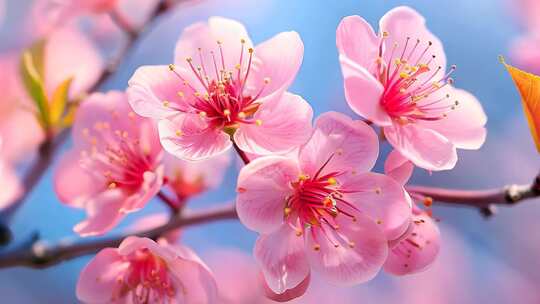 4K春日桃花盛开浪漫花朵清新特写