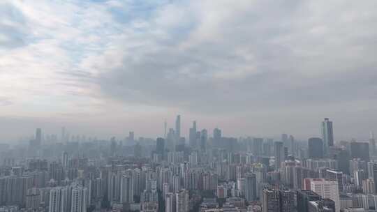广州珠江新城CBD天际线清晨航拍