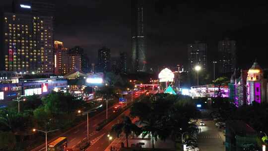 深圳福田方向深南大道夜景车流